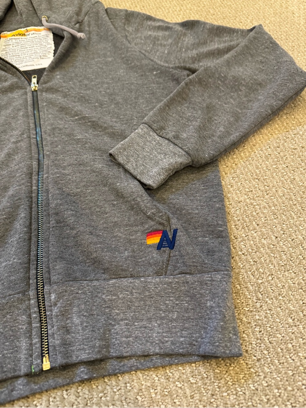 Aviator Nation Gray Full-Zip “Bolt” Hoodie Sweater - Picture 3 of 6